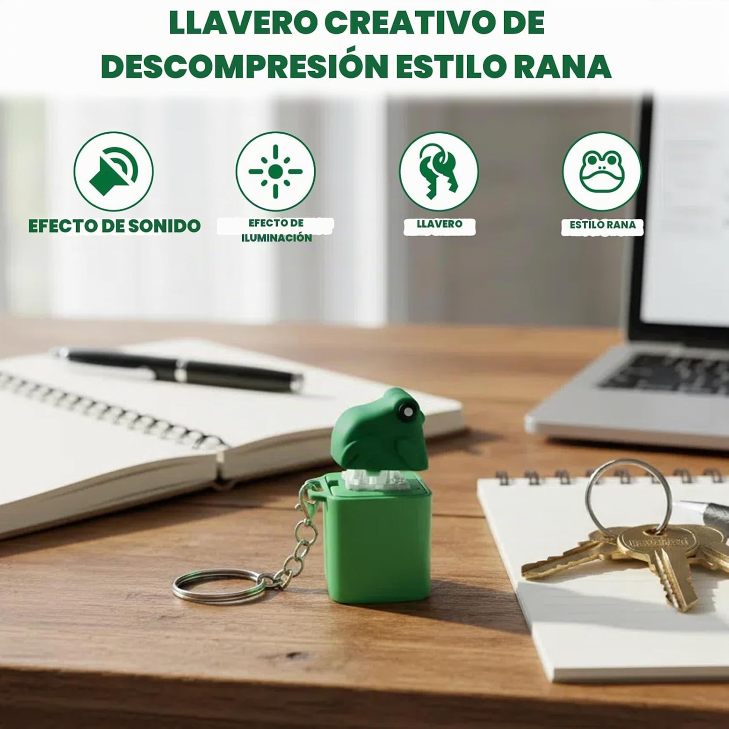 llavero antiestrés con sonido de rana