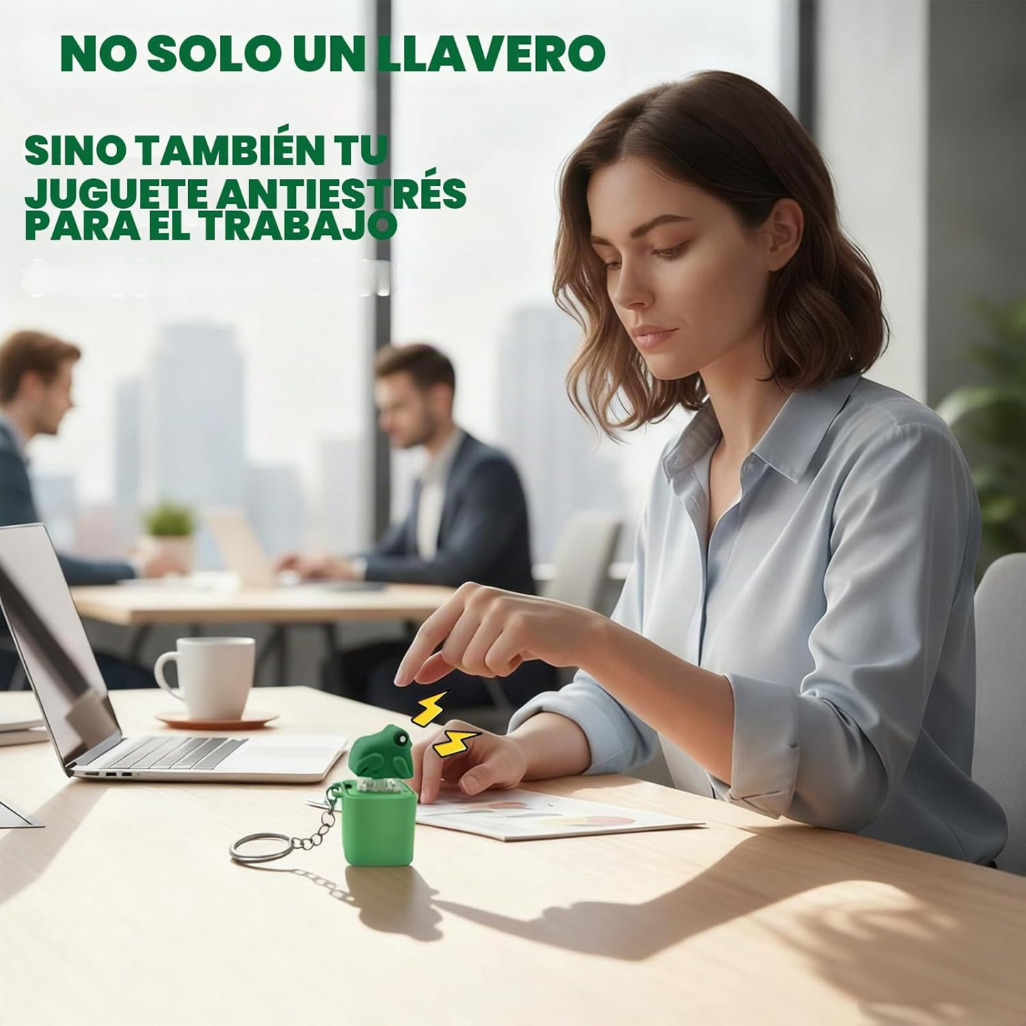 llavero antiestrés con sonido de rana
